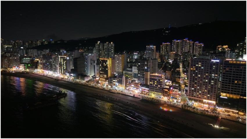 A stunning nighttime view of Busan's illuminated s