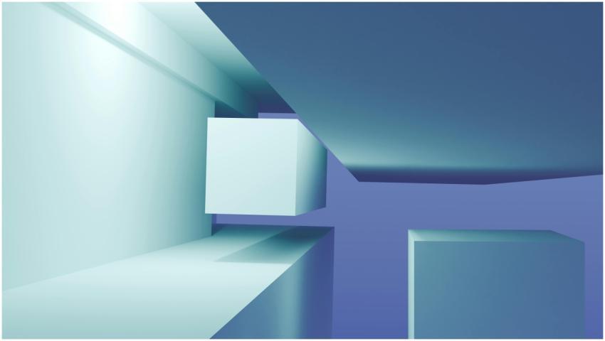 Modern abstract 3D render with floating geometric