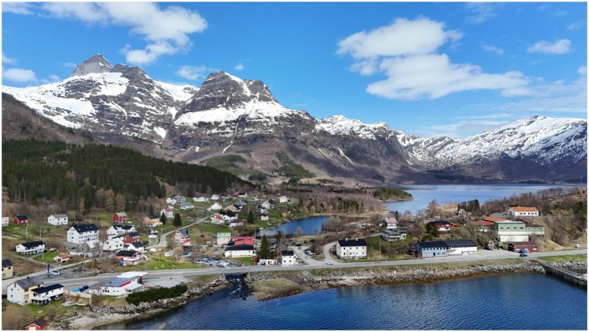 Scenic Norwegian Village Snowy