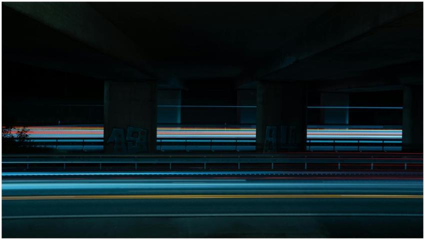 Long exposure shot capturing colorful light trails