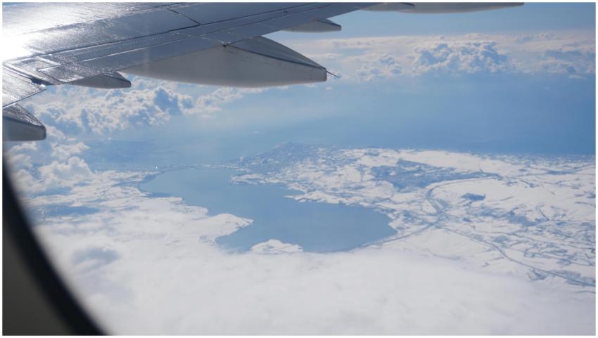 Stunning aerial view of snowy Istanbul landscape f
