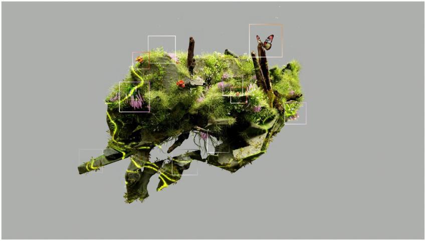 3D rendered abstract eco-system depicting nature a