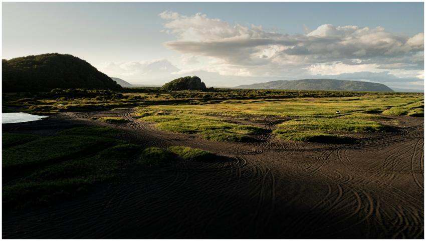Expansive view of Kamchatka with hills and a drama
