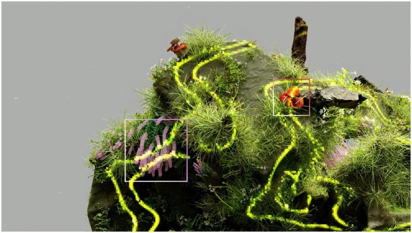 Digital representation of nature with neon element