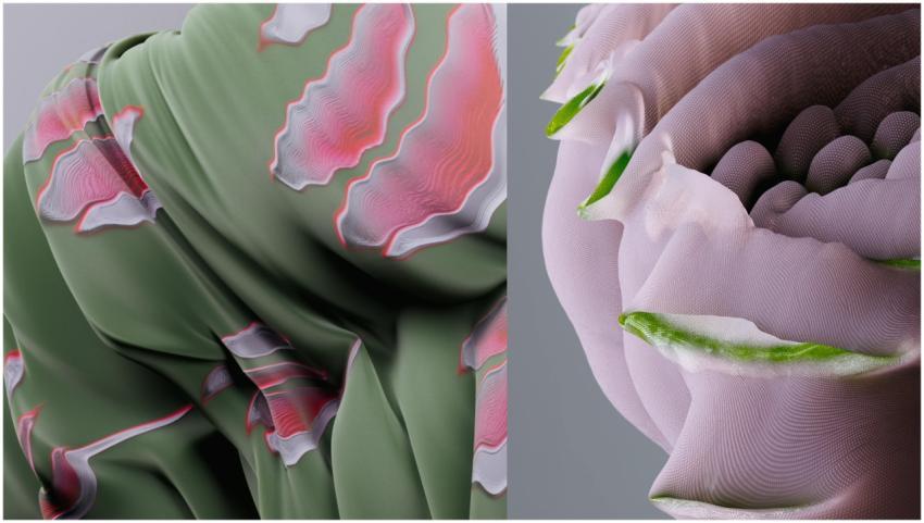 Intricate abstract 3D render showcasing vibrant te