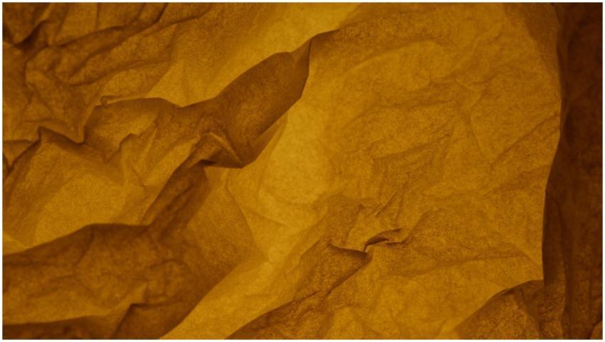 A close-up of a crumpled yellow paper providing an