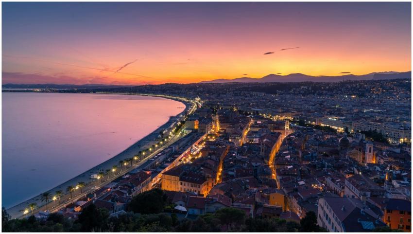 Breathtaking sunset view over Nice, France, featur