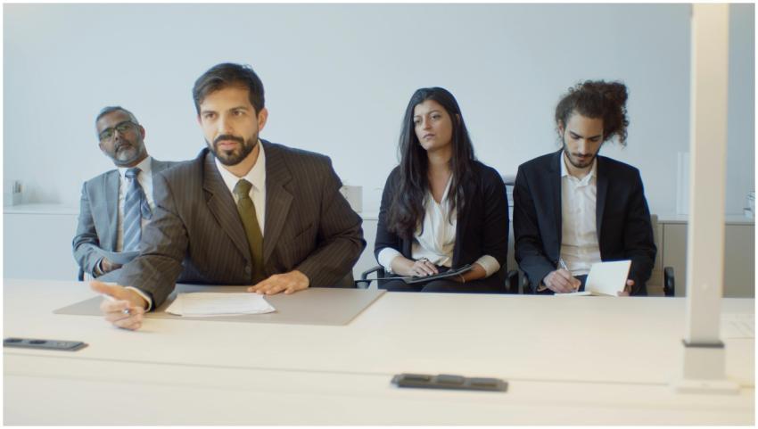 A diverse group of business professionals in a mod