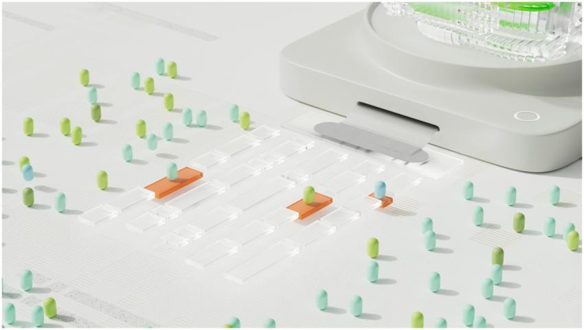 Abstract digital visualization of AI, featuring co