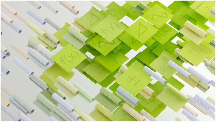 Dynamic abstract image with mathematical symbols o