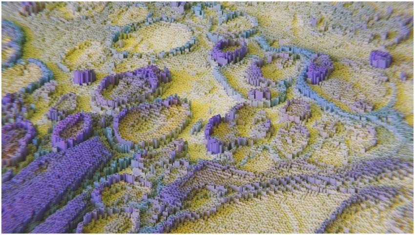 Colorful 3D rendering resembling neural networks o