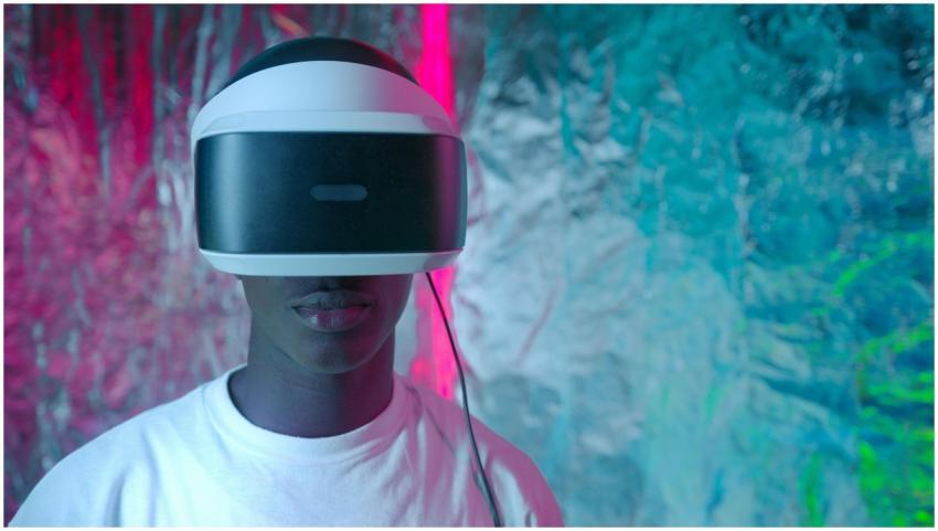 Teen enjoying virtual reality experience with vibr