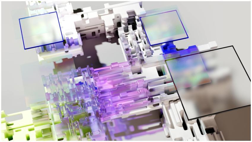 Colorful abstract 3D rendering showcasing AI and d