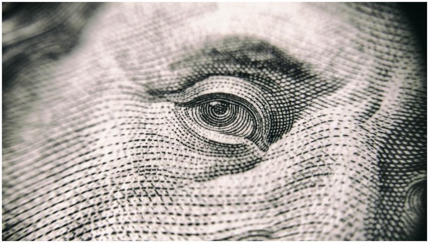 Detailed close-up of a banknote's eye, showcasing
