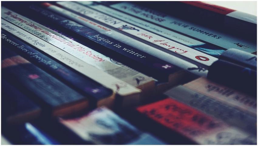 A collection of neatly arranged books on a shelf w