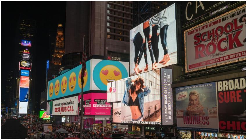 Colorful billboards light up New York City's iconi