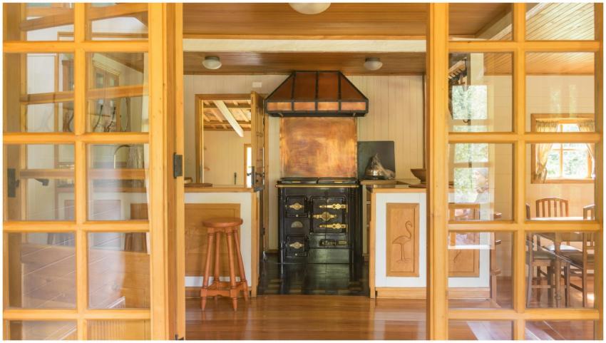 Warm rustic kitchen interior featuring a vintage s