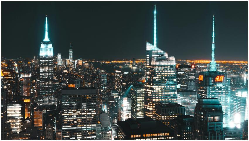 A breathtaking view of New York City's illuminated
