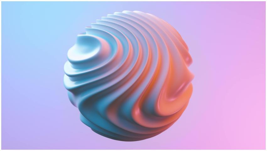 A 3D abstract sphere with flowing curves in vibran