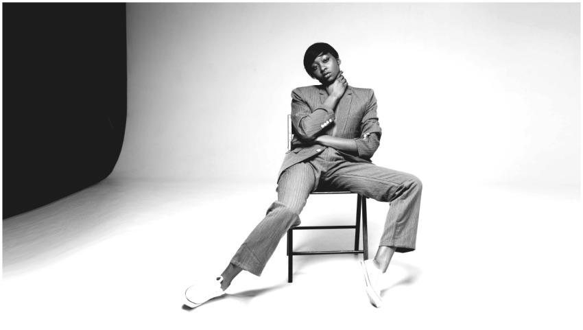 Stylish portrait of a female model in a studio set