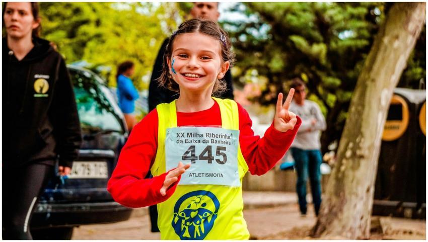 Young girl participating in a vibrant marathon eve