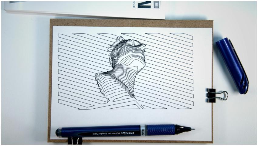 A modern line art drawing on a clipboard showcasin