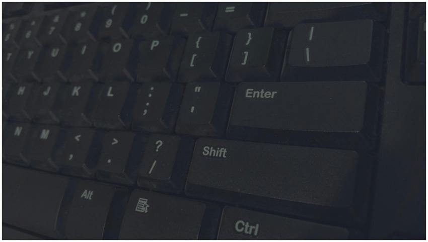 Detailed shot of black computer keyboard showcasin