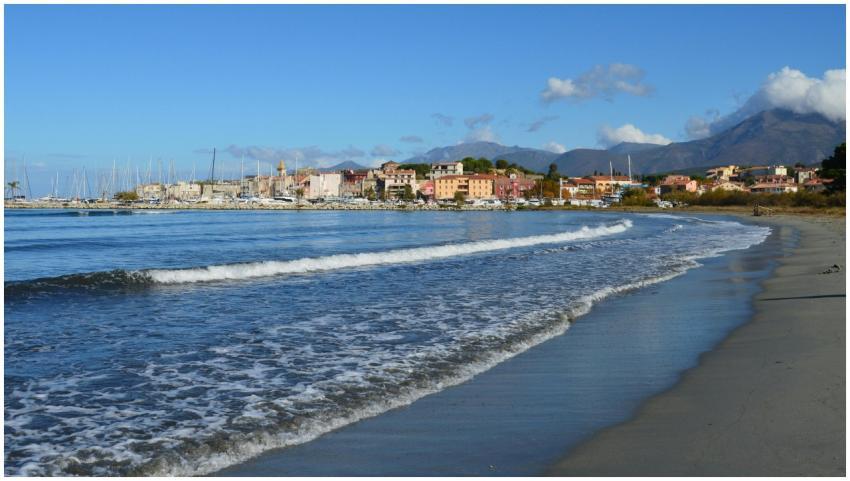 Idyllic beach view in Saint-Florent, Corsica, show