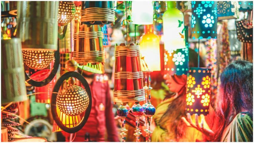 Colorful handmade lanterns at a vibrant festival m