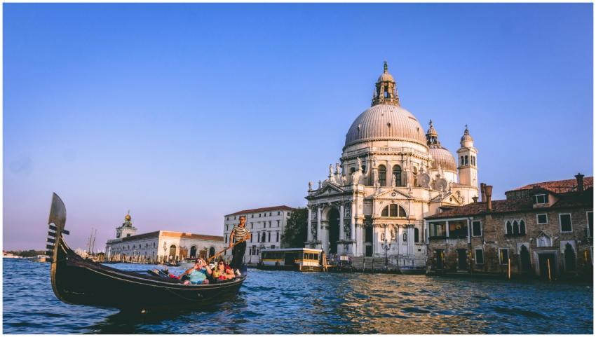 Scenic view of a gondola ride with Santa Maria del