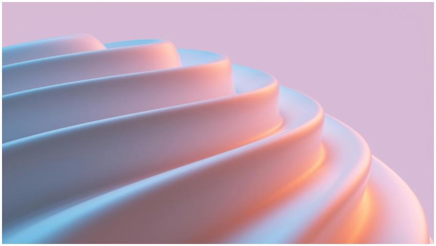 A close-up of abstract 3D wave forms in soft pink