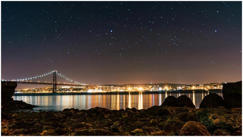 Captivating night scene of Lisbon with a starry sk