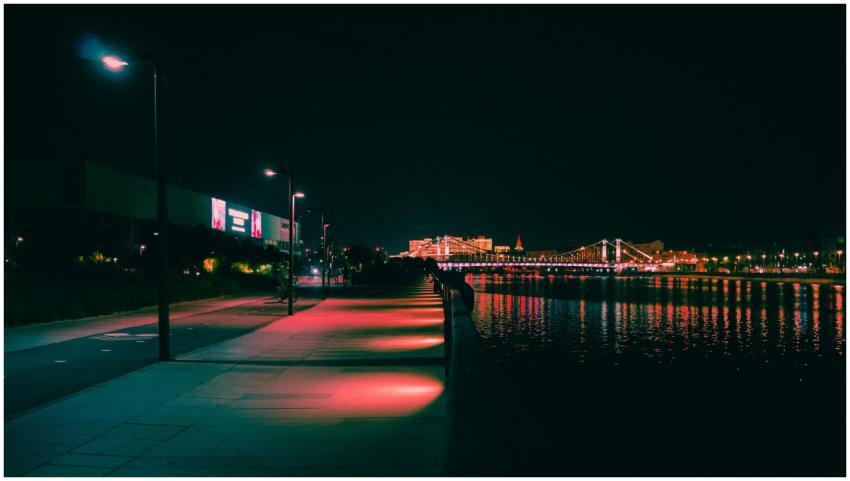 Captivating nighttime view of an illuminated walkw