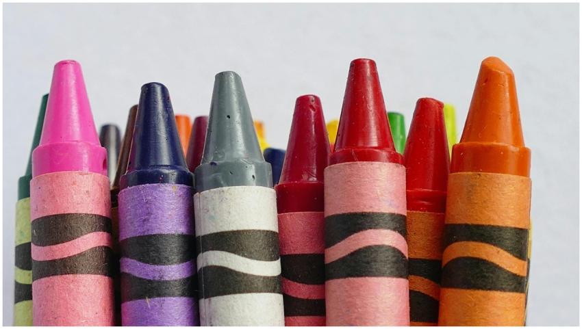 A vibrant collection of colorful crayons arranged