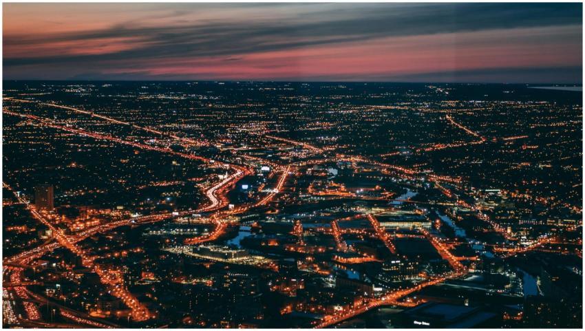 Captivating aerial cityscape of Chicago with illum