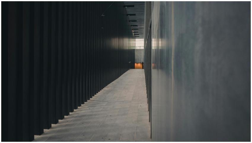 Explore a narrow, dimly lit corridor with modern a