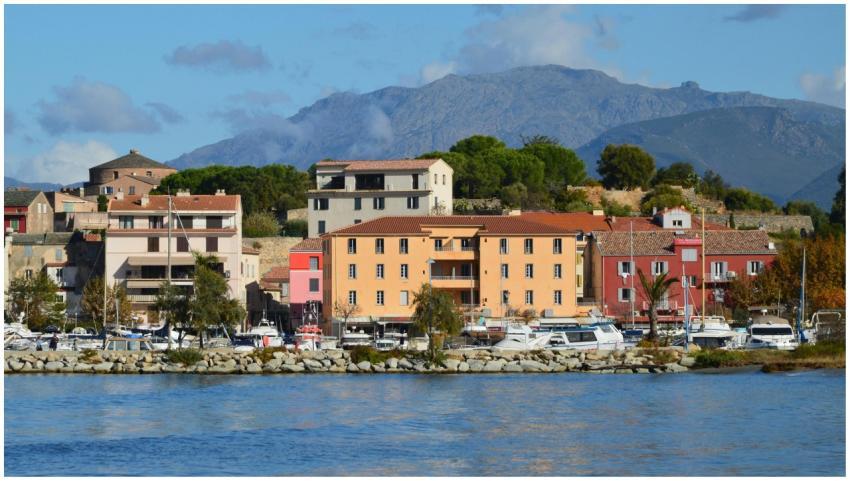 Scenic view of colorful buildings along Saint-Flor