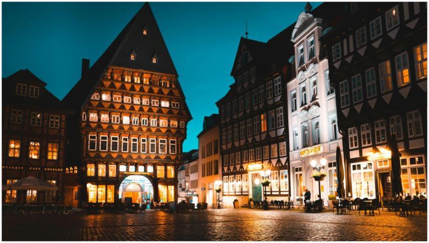 Beautifully illuminated evening scene in Hildeshei