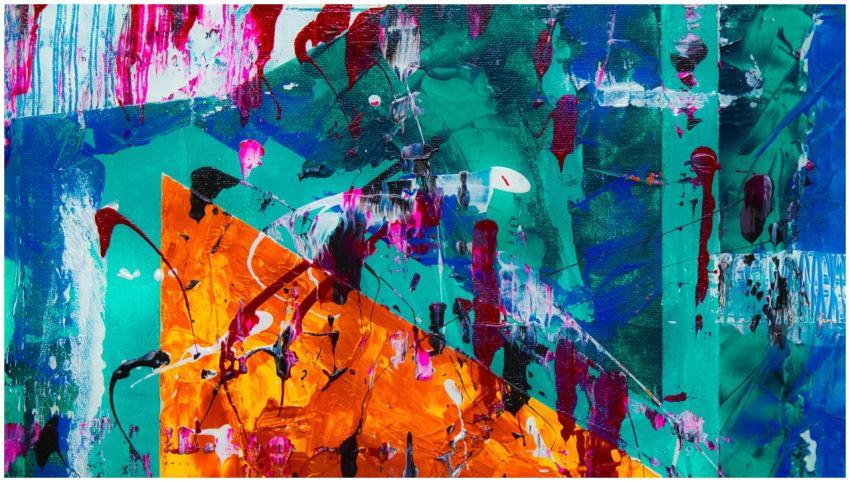 Colorful abstract expressionist painting with acry