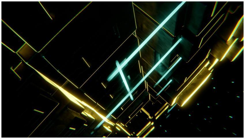 Dynamic abstract image featuring neon lights and g