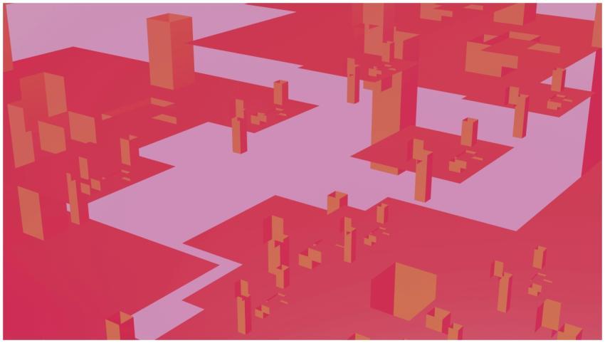 Bold geometric abstract design featuring vibrant r