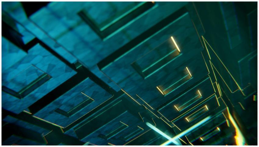 Abstract digital art featuring futuristic geometri