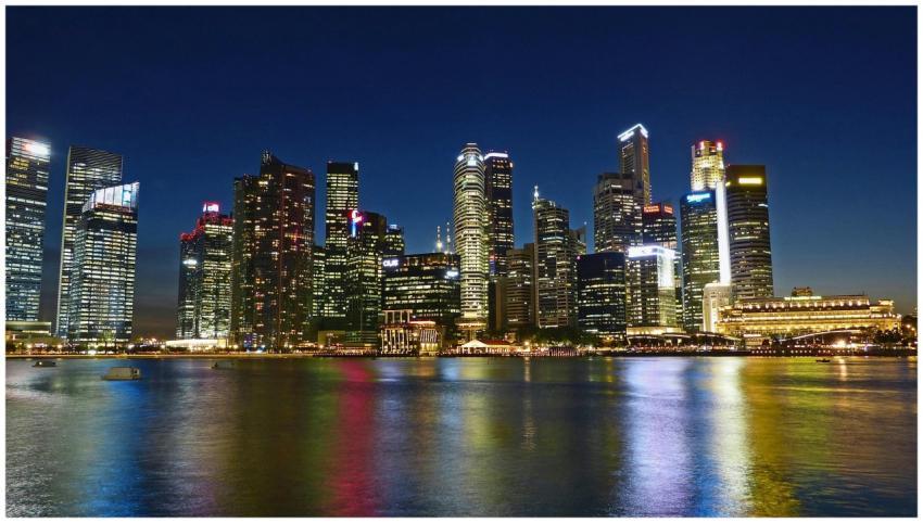 Vibrant night view of Singapore's illuminated skyl