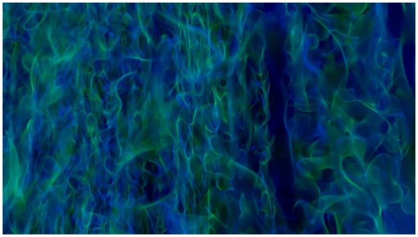 Dynamic abstract waves in vivid blue and green, de