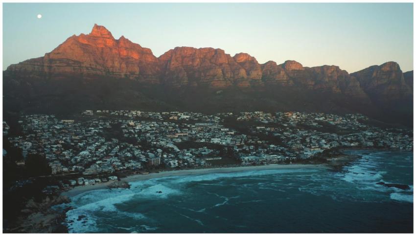 Stunning aerial shot of Cape Town's coastline with