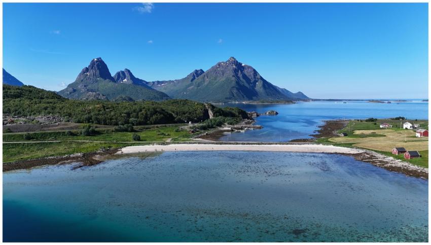 Breathtaking aerial view of a Norwegian fjord with