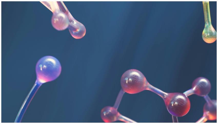 Abstract image of connected molecular shapes with