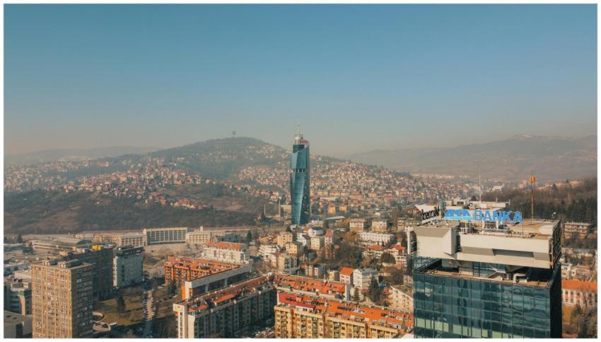 Aerial Sarajevo City Skyline