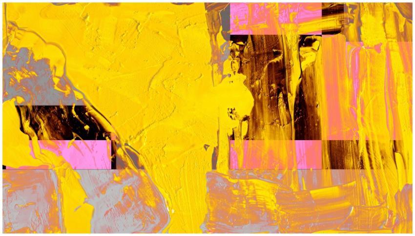 Dynamic abstract art with bold yellow and pink hue