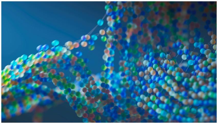 Colorful abstract representation of a molecular st